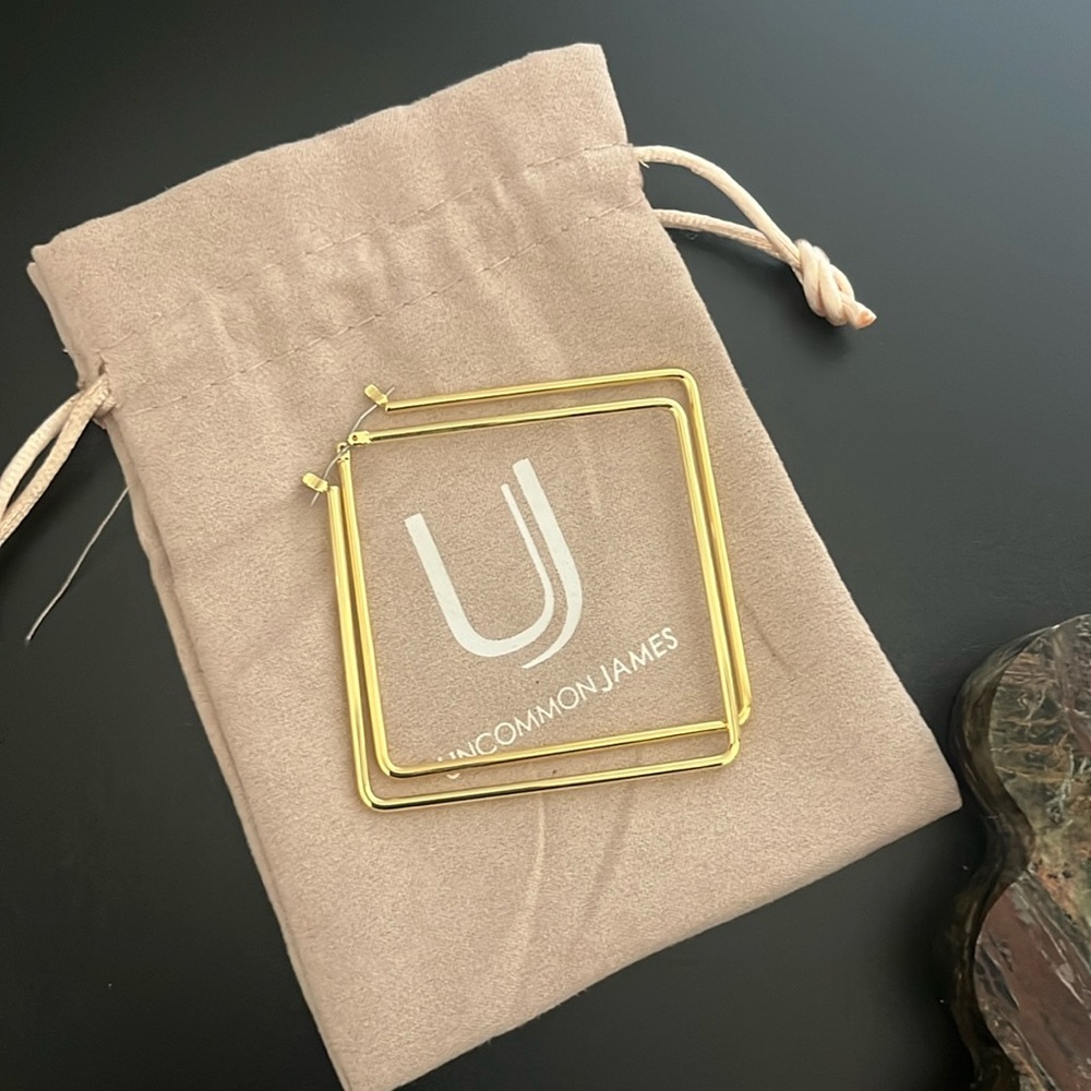 Never been worn, Uncommon James , triangle, hoops. Gold